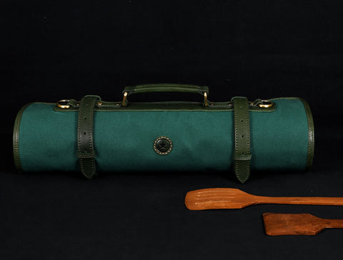 Malaga Canvas Knife Roll - Pine Green