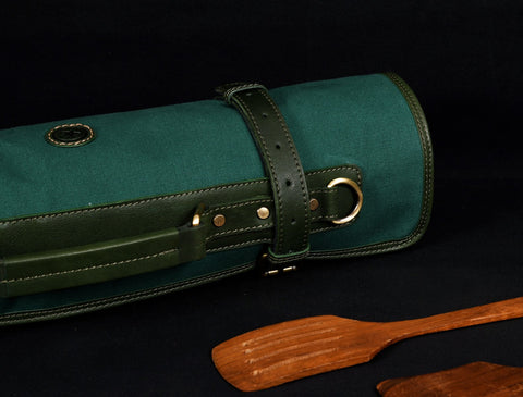 Malaga Canvas Knife Roll - Pine Green