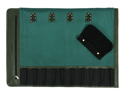 Malaga Canvas Knife Roll - Pine Green