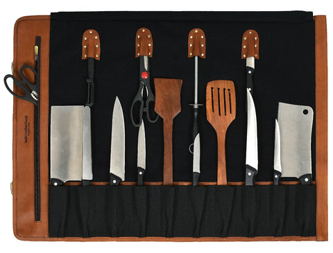 Malaga Canvas Knife Roll - Raven Black