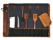 Marchena Canvas Knife Roll – Grey | 8-Slot Chef Wrap