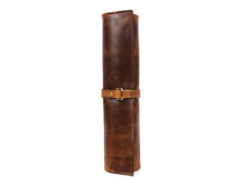 Malaga Leather Mini  Knife Roll - Caramel