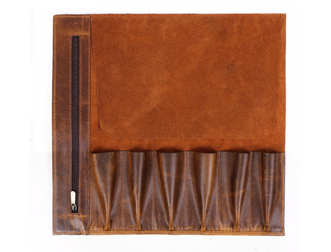 Malaga Leather Mini  Knife Roll - Caramel