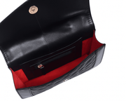 Luxe Noir Quilted Leather Shoulder Clutch - Cabrini - Elegance Perfected