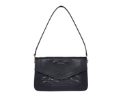 Luxe Noir Quilted Leather Shoulder Clutch - Cabrini - Elegance Perfected