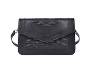 Luxe Noir Quilted Leather Shoulder Clutch - Cabrini - Elegance Perfected