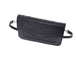 Luxe Noir Quilted Leather Shoulder Clutch - Cabrini - Elegance Perfected