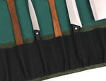 Malaga Canvas Knife Roll – Pine Green | Tool Roll - Up for Chefs - Cabrini - Elegance Perfected