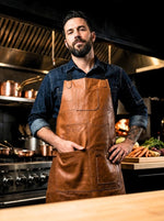 Manresa Leather Apron - Caramel Brown - Cabrini - Elegance Perfected