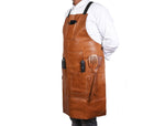 Manresa Leather Apron - Caramel Brown - Cabrini - Elegance Perfected