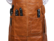 Manresa Leather Apron - Caramel Brown - Cabrini - Elegance Perfected