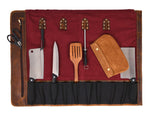 Marchena Canvas Knife Roll – Raspberry | Bold 8 - Slot Wrap - Cabrini - Elegance Perfected