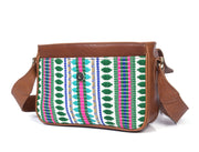 Mexico Saddle Crossbody – Tan Jacquard & Leather Blend - Cabrini - Elegance Perfected