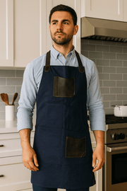 ogue Leather & Canvas Apron – Heavy - Duty Workwear - Cabrini - Elegance Perfected