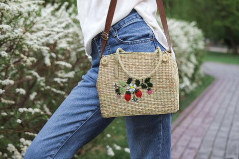 Nature Nest Shopper Handwoven Embroidered Handbag