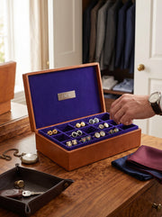 Rosemond Leather cuff - link Box - Caramel - Cabrini - Elegance Perfected