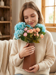San Francisco Leather Flower Vase - Walnut Brown - Cabrini - Elegance Perfected
