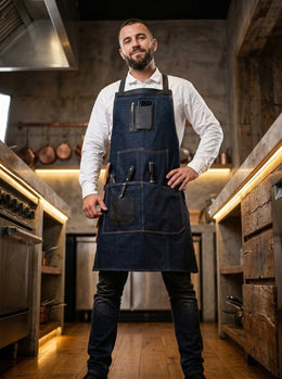 Serena Suede Apron – Navy Blue - Cabrini - Elegance Perfected