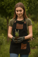 Serena Suede Apron – Raven Black - Cabrini - Elegance Perfected