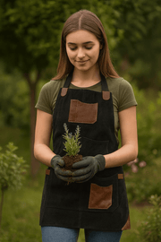 Serena Suede Apron – Raven Black - Cabrini - Elegance Perfected