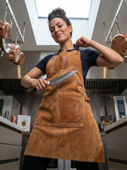 Serena Suede Apron – Tawny Brown Luxury Edition - Cabrini - Elegance Perfected