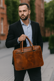 Sleek Leather Portfolio Bag – Formal Style - Cabrini - Elegance Perfected