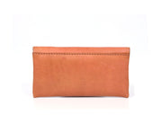 Tan Genuine Leather Studded Clutch – Envelope Snap Wallet Purse - Cabrini - Elegance Perfected
