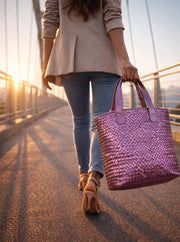 The Rosé Weave Tote by Cabrini Luxury - Cabrini - Elegance Perfected