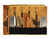Top Grain Leather Knife Roll – 10 Slot Chef Tool Wrap - Cabrini - Elegance Perfected