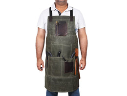 Turin Waxed Canvas Apron - Distressed Green - Cabrini - Elegance Perfected