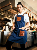 Turin Waxed Canvas Apron - Navy Blue - Cabrini - Elegance Perfected