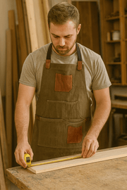 Turin Waxed Canvas Apron – Pickle Green - Cabrini - Elegance Perfected