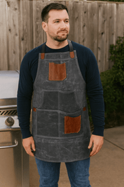 Turin Waxed Canvas Apron – Porpoise Grey - Cabrini - Elegance Perfected