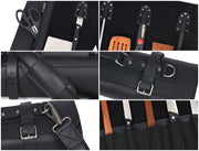 Tuscania Chef Knife Roll & Carry Bag – Raven Black (Top Grain Leather) - Cabrini - Elegance Perfected