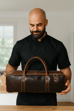 Tuscania Leather Knife Roll & Bag Combo - Penny Brown - Cabrini - Elegance Perfected