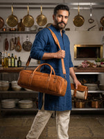 Tuscania Leather Knife Roll & Bag Combo - Tawny Brown - Cabrini - Elegance Perfected