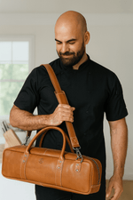 Tuscania Leather Knife Roll & Bag Combo - Tawny Brown - Cabrini - Elegance Perfected