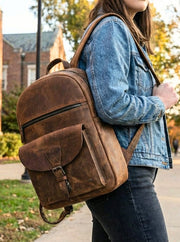 Velour Leather Backpack - Cabrini - Elegance Perfected