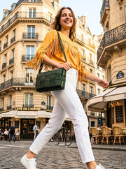 Woven Leather Crossbody Bag – Top Grain, Lightweight & Stylish - Cabrini - Elegance Perfected