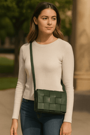 Woven Leather Crossbody Bag – Top Grain, Lightweight & Stylish - Cabrini - Elegance Perfected